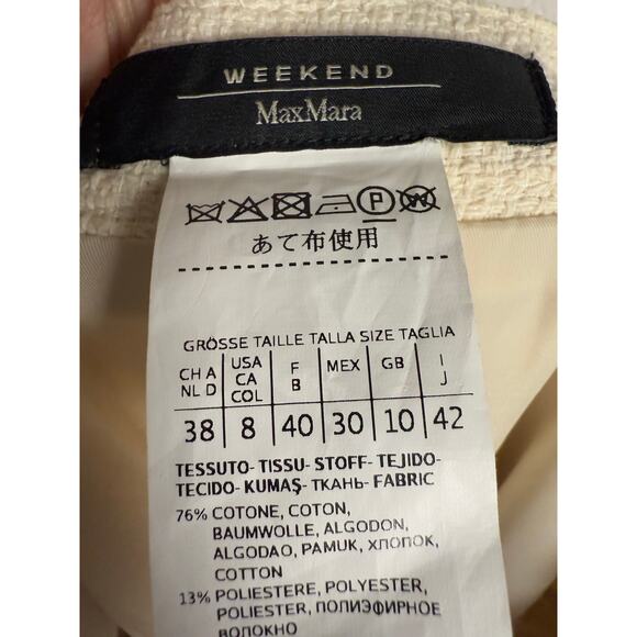 MaxMara Weekend Cream Tweed A-Line Knee Length Skirt Size 8 - Picture 9 of 10